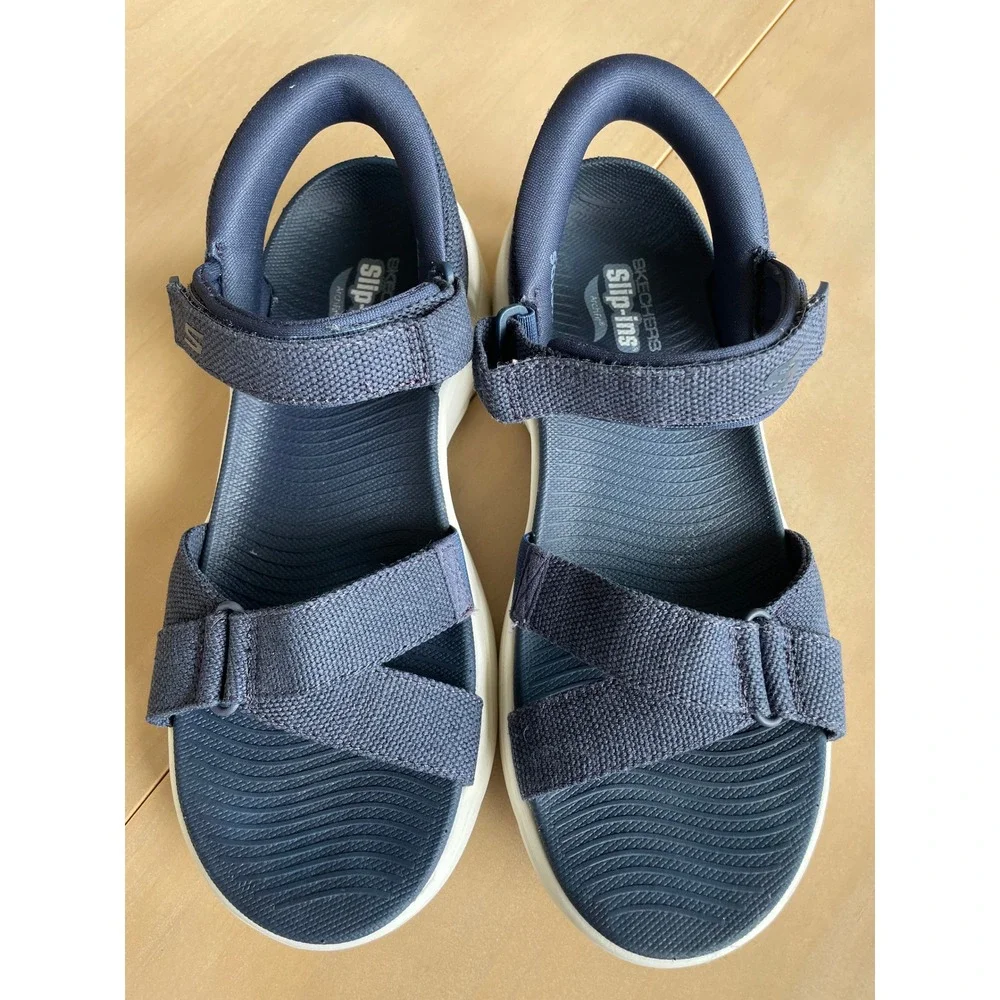 Skechers Slip-ins Arch Fit Sandals Womens 8 Navy Adjustable Strap Comfort 140812
